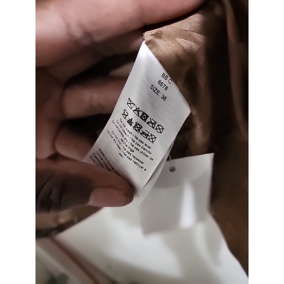 $475 Ganni Women's Brown Snakeskin Print Faux Leather Jacket Size EU 36 - Picture 7 of 8